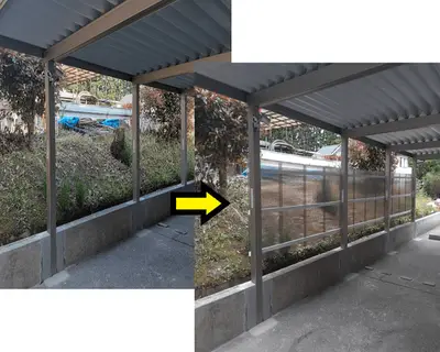 カーポートサイドのパネル工事