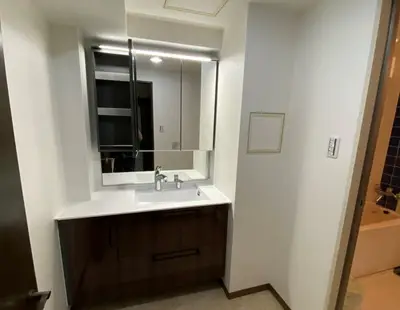 オーダー洗面化粧台も加工でピッタリサイズに！！