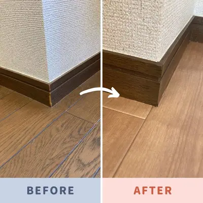 マンション床フローリングにクッションフロア上貼り工事