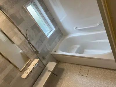 浴室で一日の疲れを癒します