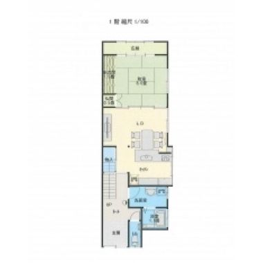 新婚ご夫婦の新居として、少しでも住みやすい環境をご提供できるよう、水廻りを中心に間取りに変更しました。 台所に隣接した和室６帖と廊下の一部を含めた空間を活用し、広々と開放的なＬＤＫへの間取り変更をご提案させて頂きました。 対面式のキッチンはカウンタータイプを採用。大きな天板カウンターでもゆとりのあるＬＤＫとなっております