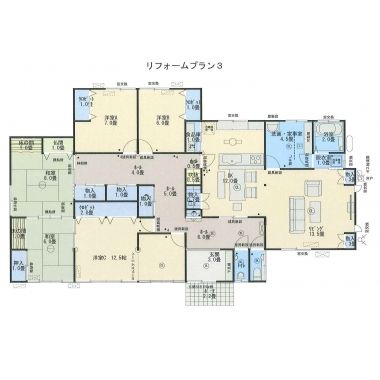 極力現状の壁や柱の配置を活かしながら間取り変更を行うプランをご提案させていただきました。