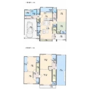 古民家で1階の階高が低い為、2階床梁をそのまま生かし古き良き味わいを趣豊かに甦らせました。