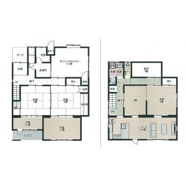 1階は親世帯のお部屋、2階は子世帯のリビングキッチンとする為、2階建の在来木造住宅を増築。