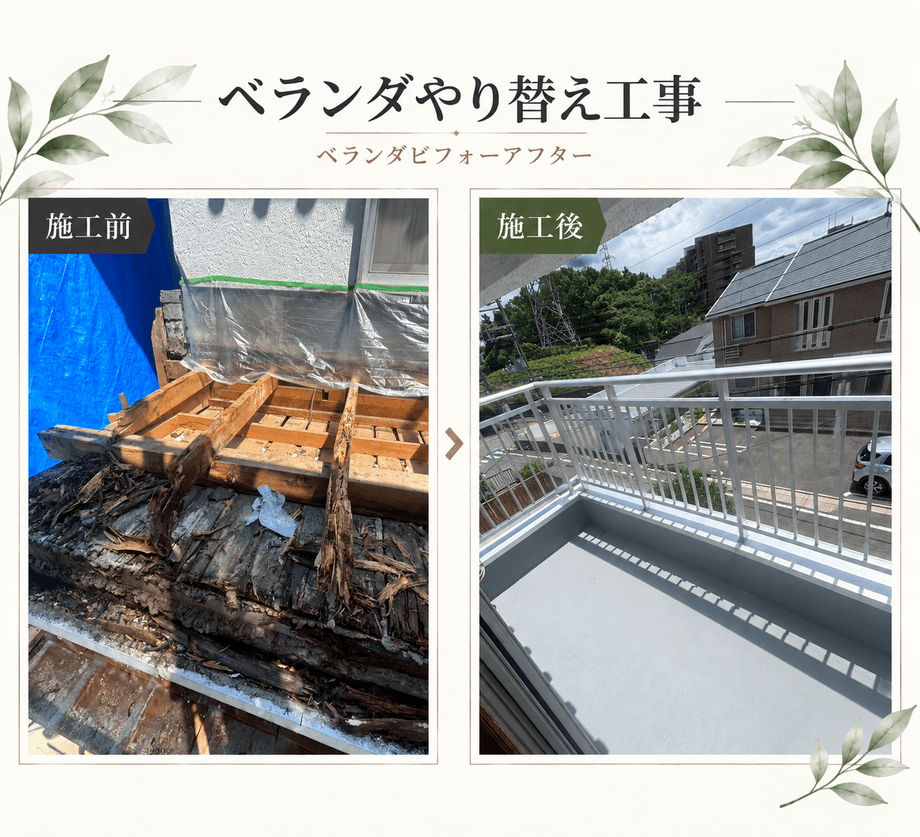 傷んだベランダを一新！木下地から防水まで丸ごとやり替え