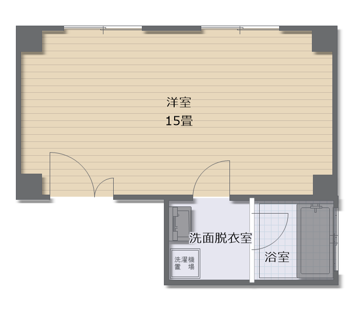 使用されていない物置部屋に、ゲスト用のシステムバスと洗面脱衣室を設置しました。
