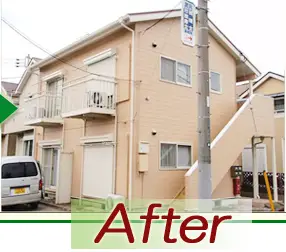 外壁塗替えで明るいアパートに