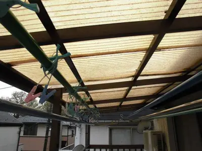 テラス張替工事　トタン屋根ドブ一部取替えて塗装工事