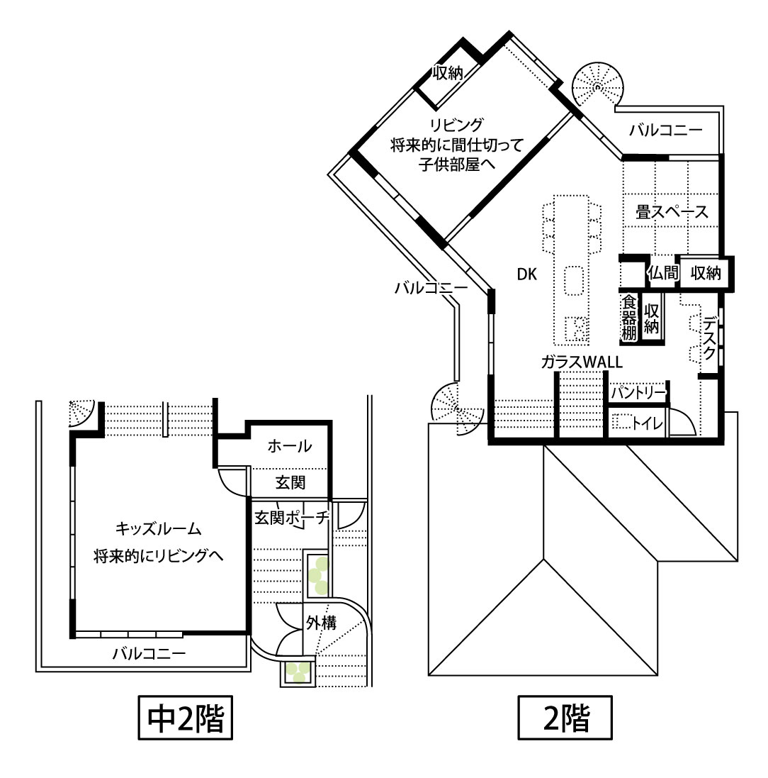 個性的な間取りを活用できるように、オープンに繋げて家族の空気をどこにいても感じられるようにしました。