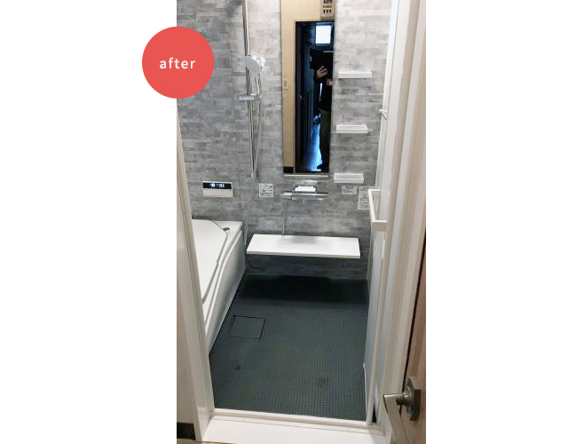 TOTOほっからり床にした為暖かく、ヒートショック防止。
水はけがよくお掃除がしやすい