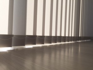 縦型ブラインド取り付けですっきりシャープな印象
