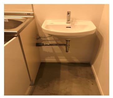 キッチンの給排水を活用して手洗い器を設置