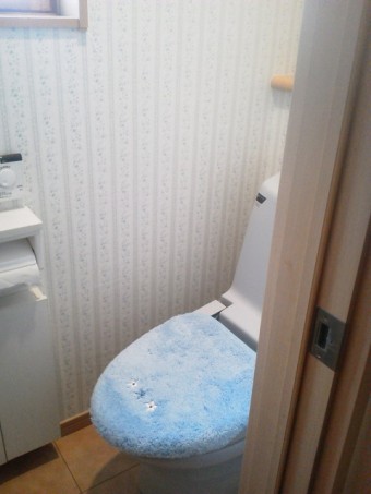 クロスはトイレのブルーに合わせた柄を選定