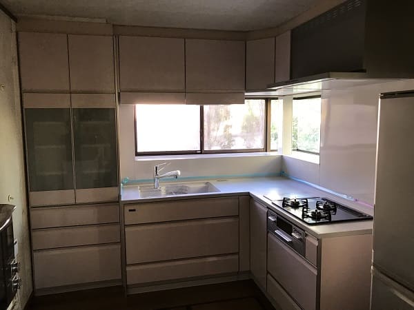 既存の一部は再利用しシステムキッチンを交換