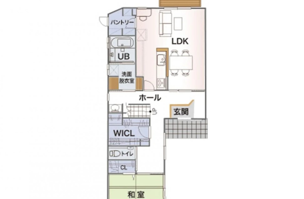 間取り変更と一部を吹き抜けに、キッチンはペニンシュラ型にしただけで、とても開放的な空間に！！