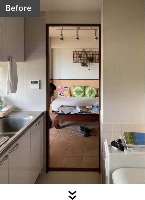 LDへの導線にゆとりを感じられるキッチン空間