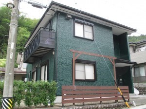 外壁塗装　深みのあるグリーンで素敵な外観へ