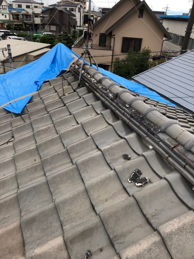 岸和田市　カラーベスト葺替え工事